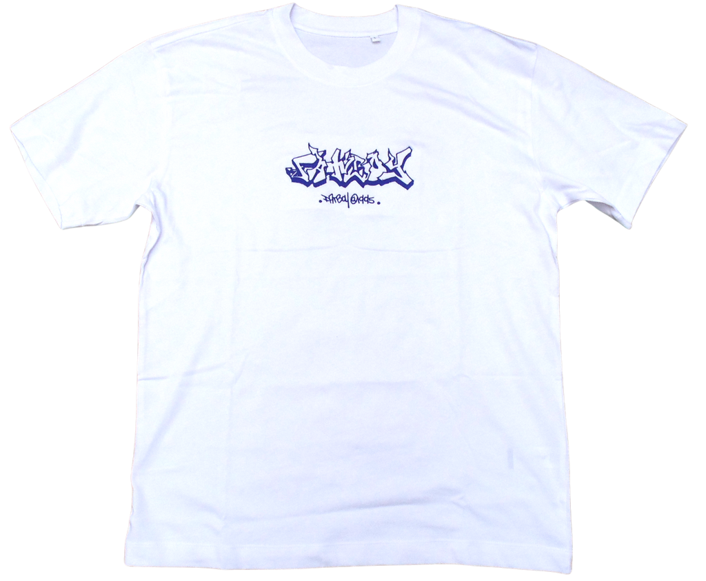 FATBOY EMBROIDERED T | WHITE + DARK BLUE BLUE