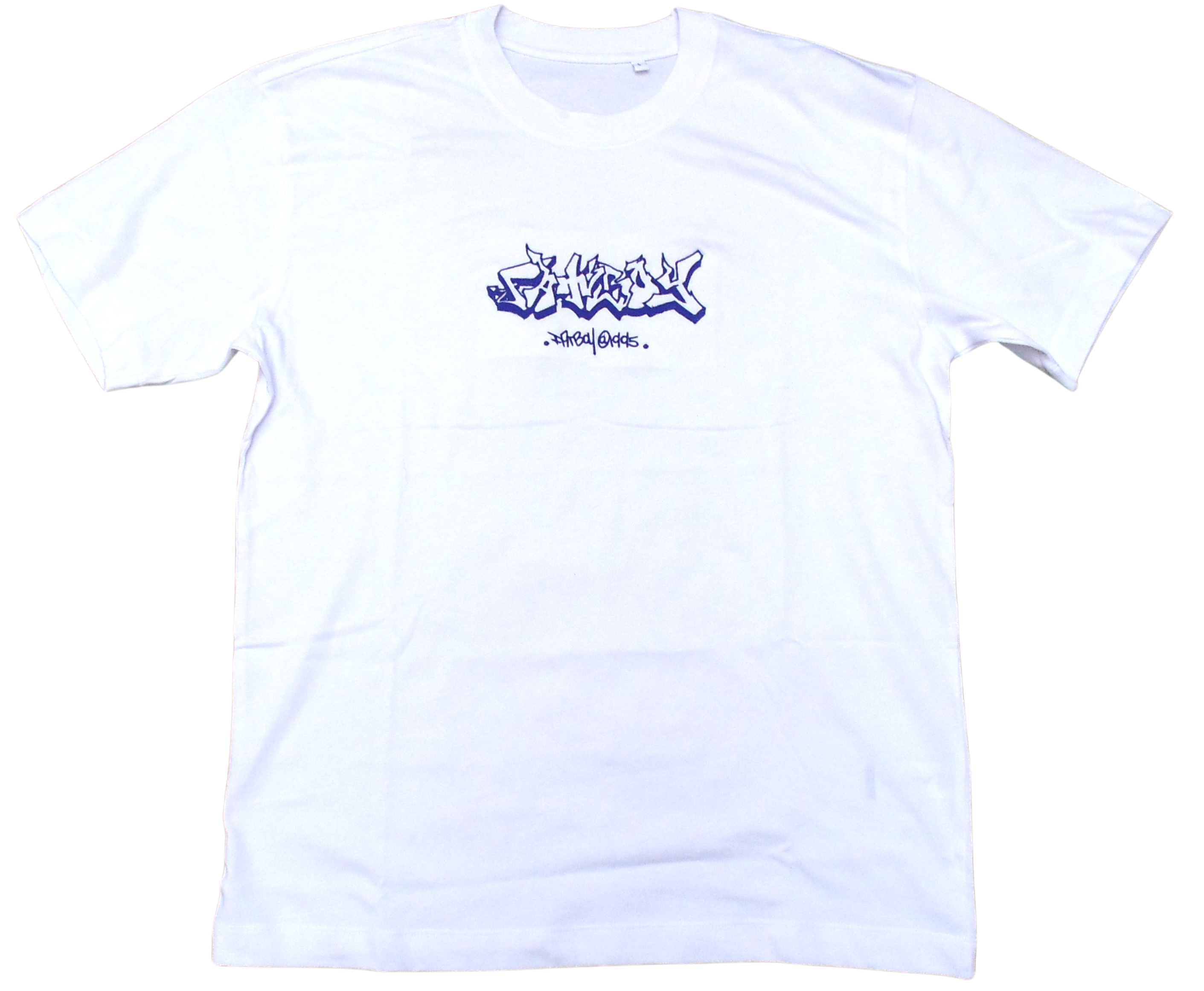 FATBOY EMBROIDERED T | WHITE + DARK BLUE BLUE