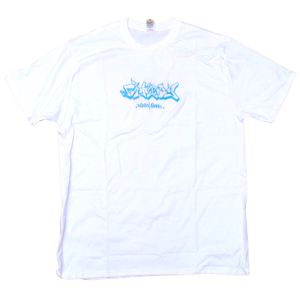 FATBOY EMBROIDERED T | WHITE + LIGHT BLUE