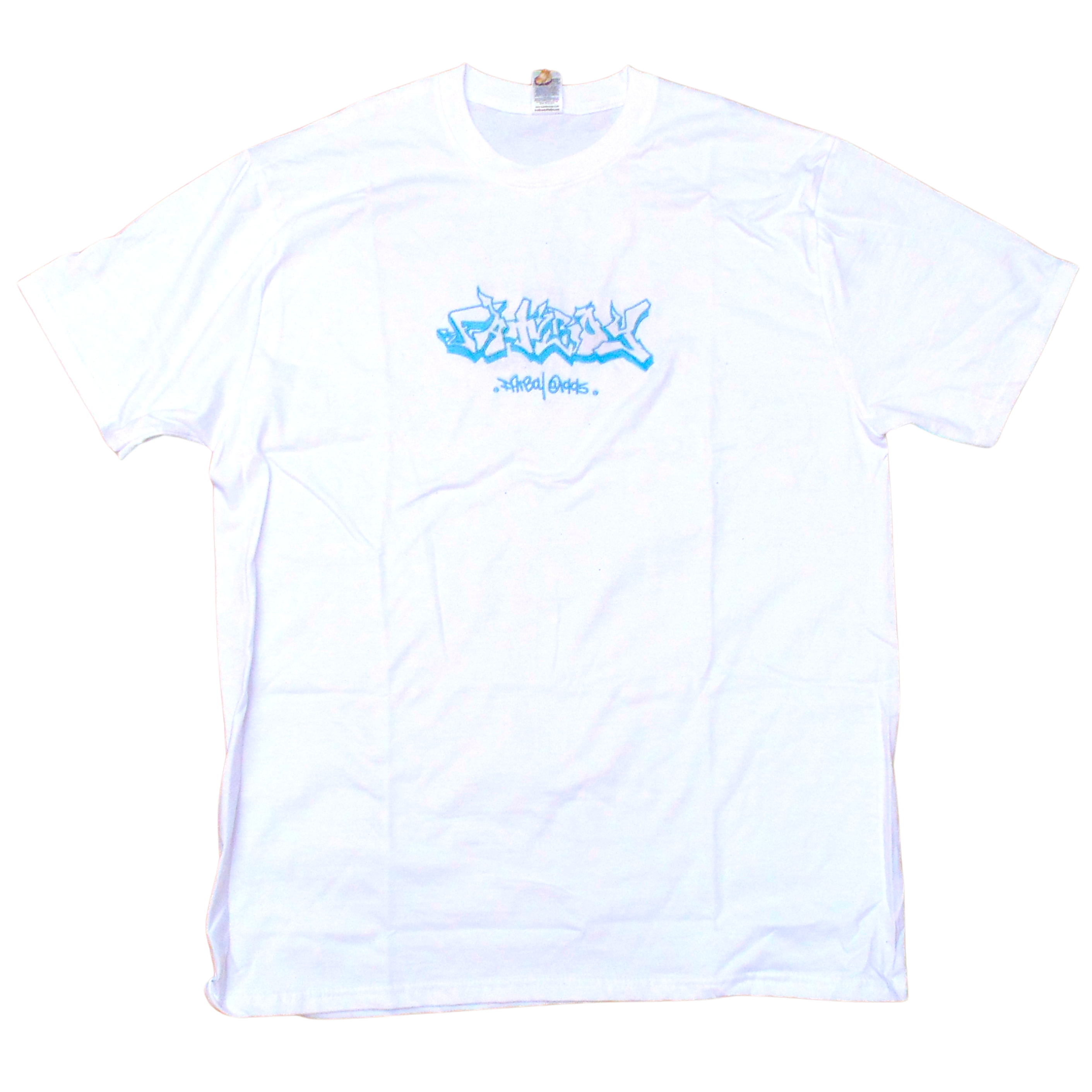 FATBOY EMBROIDERED T | WHITE + LIGHT BLUE