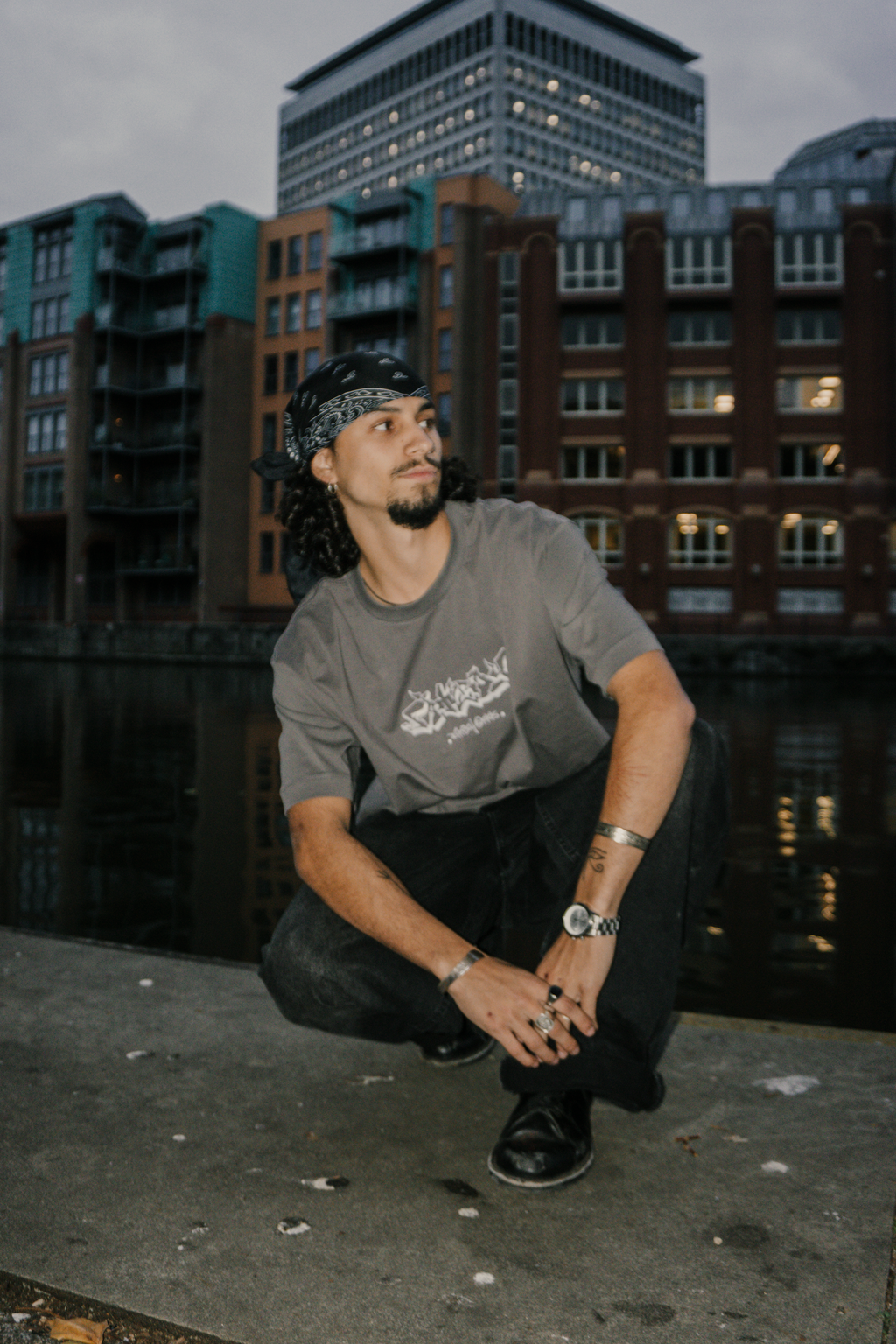FATBOY EMBROIDERED T | GREY + WHITE