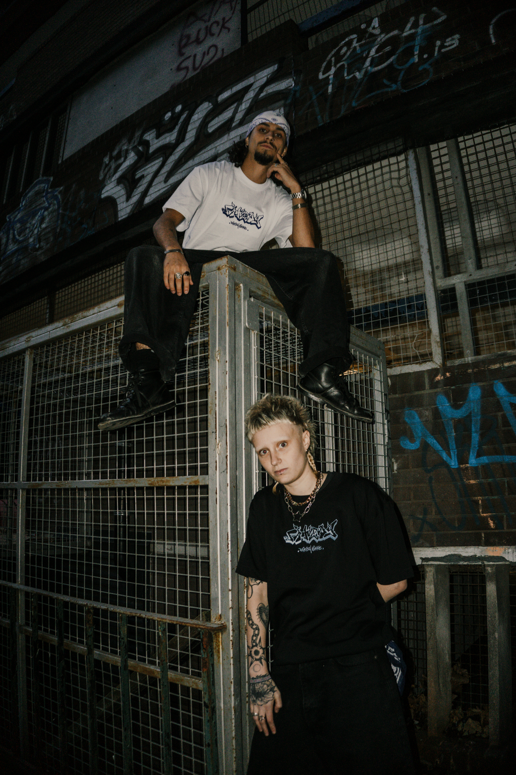 FATBOY EMBROIDERED T | WHITE + DARK BLUE BLUE