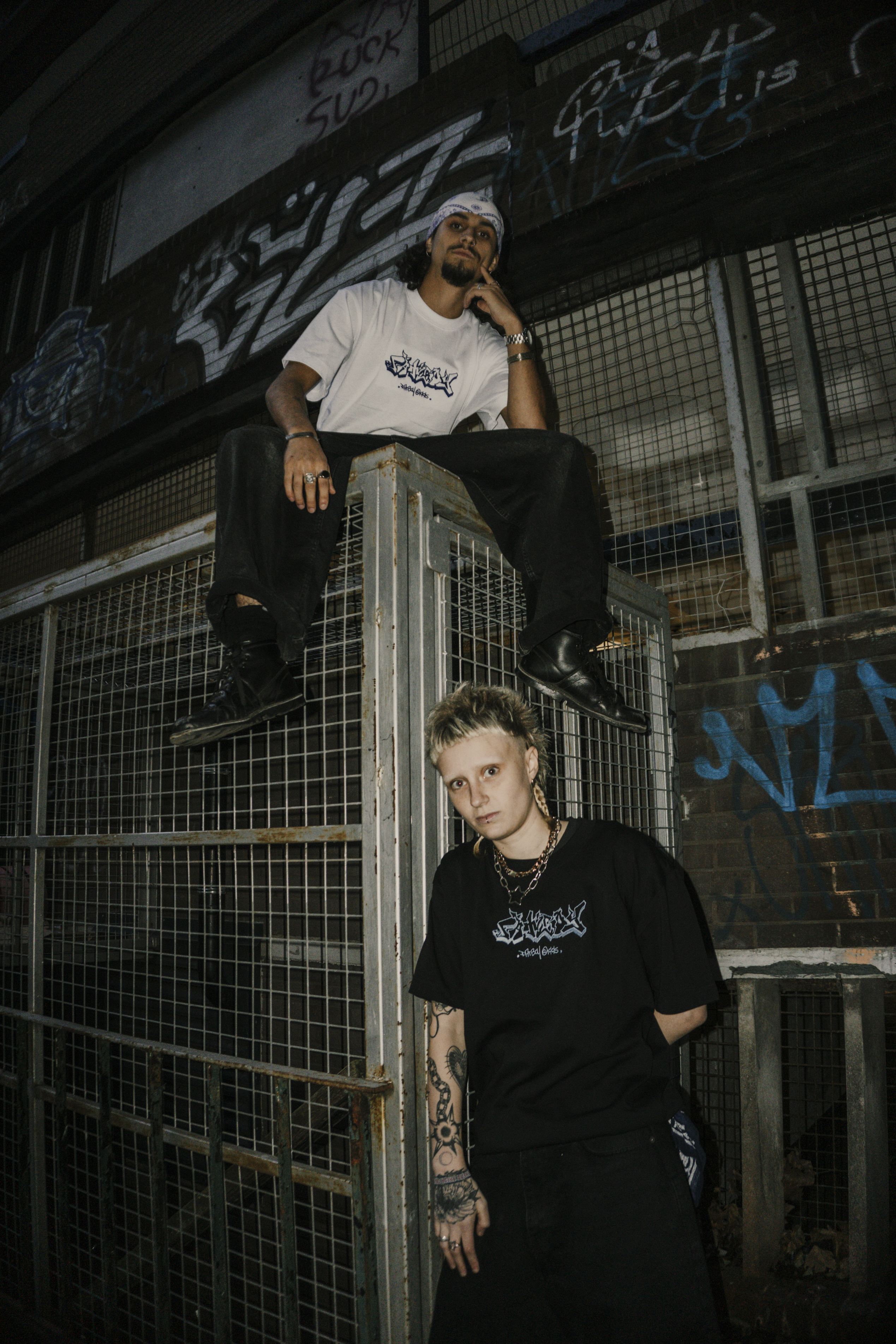 FATBOY EMBROIDERED T | WHITE + DARK BLUE BLUE