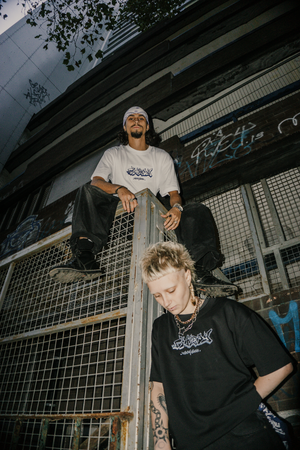 FATBOY EMBROIDERED T | WHITE + DARK BLUE BLUE