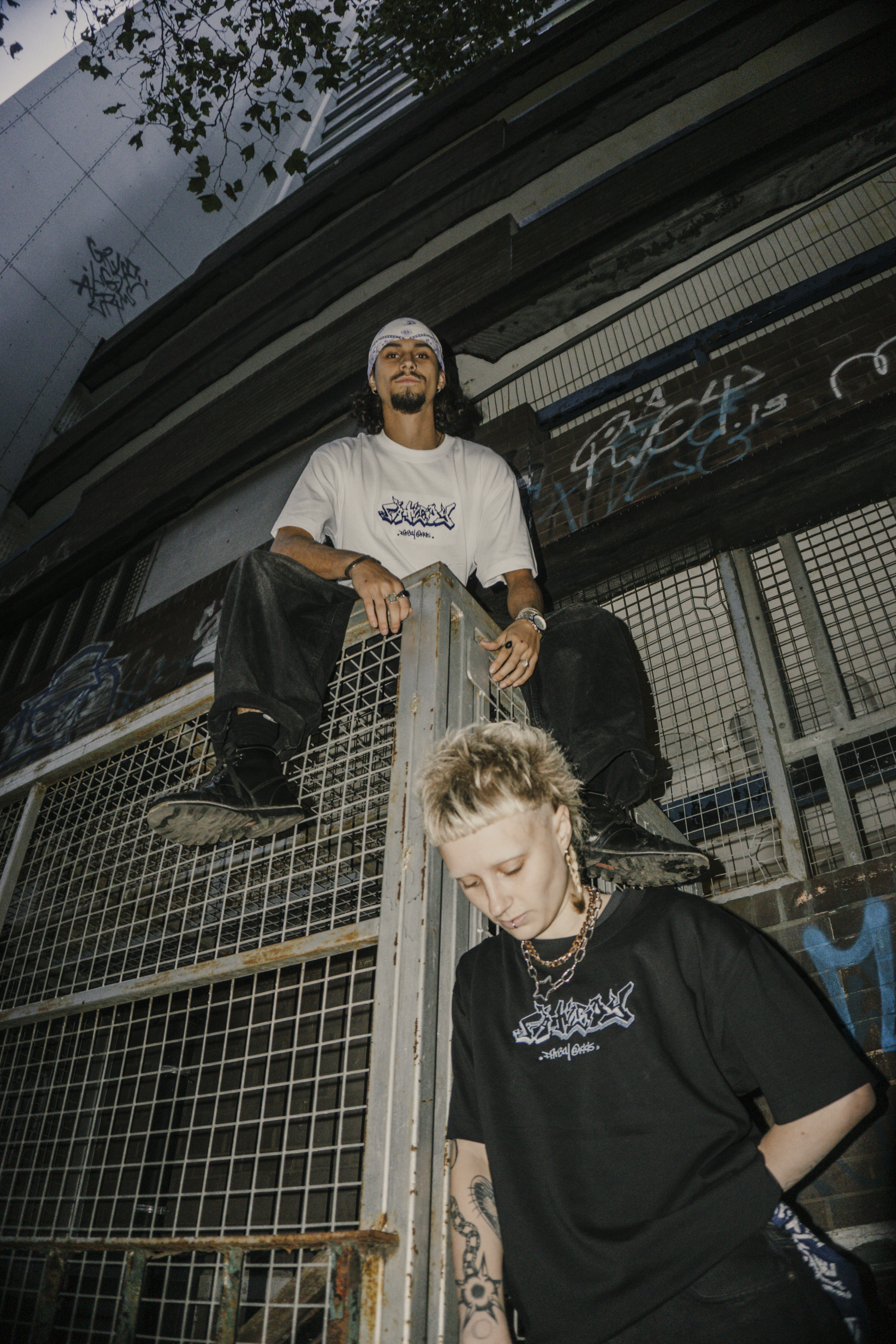 FATBOY EMBROIDERED T | WHITE + DARK BLUE BLUE