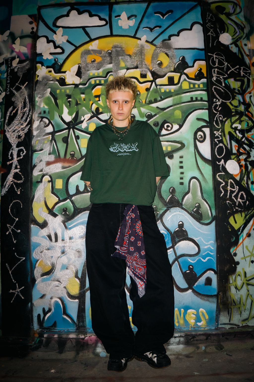 FATBOY EMBROIDERED T | GREEN + LIGHT BLUE