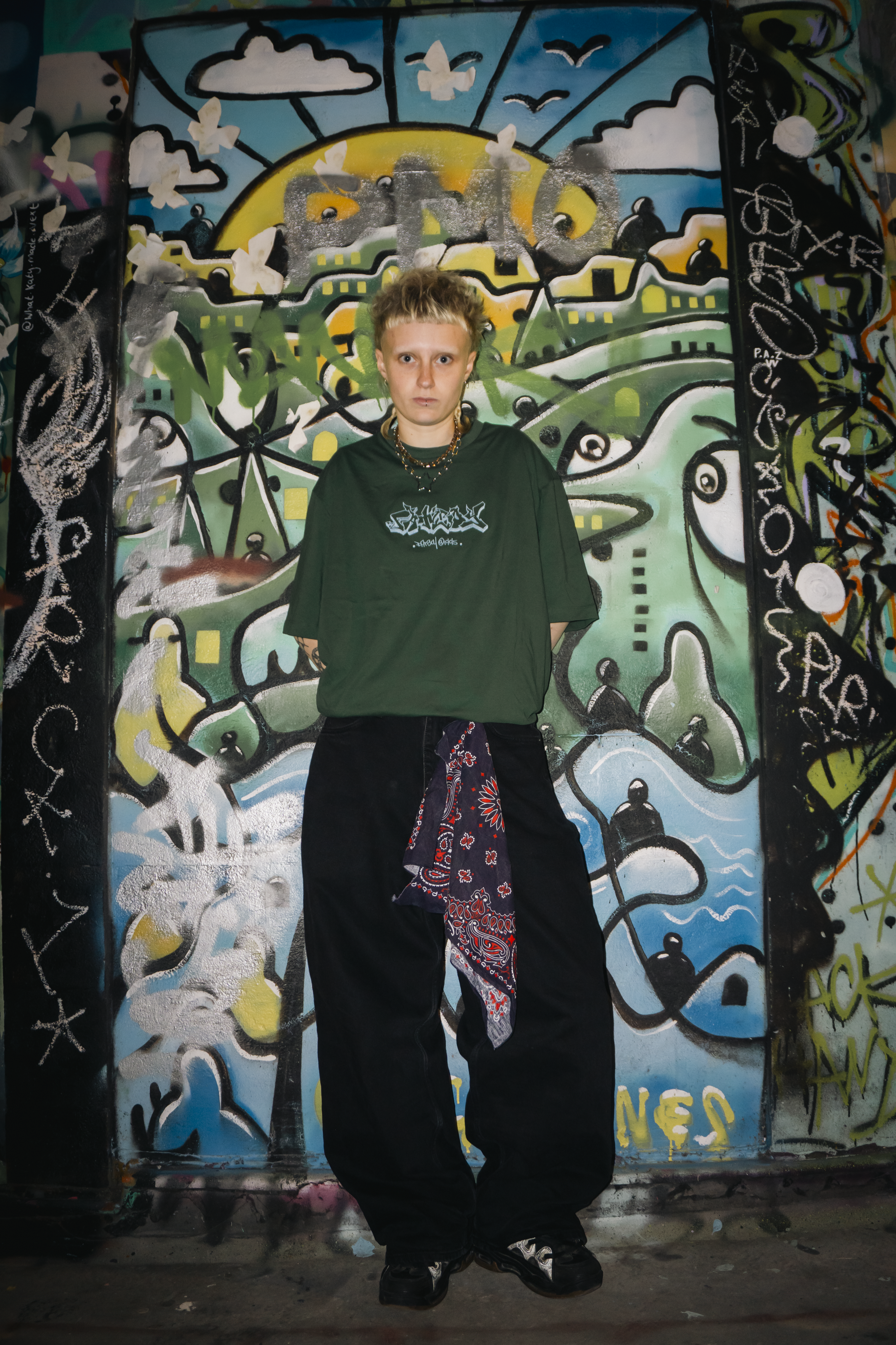 FATBOY EMBROIDERED T | GREEN + LIGHT BLUE