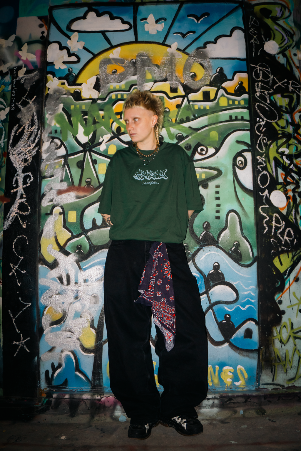 FATBOY EMBROIDERED T | GREEN + LIGHT BLUE