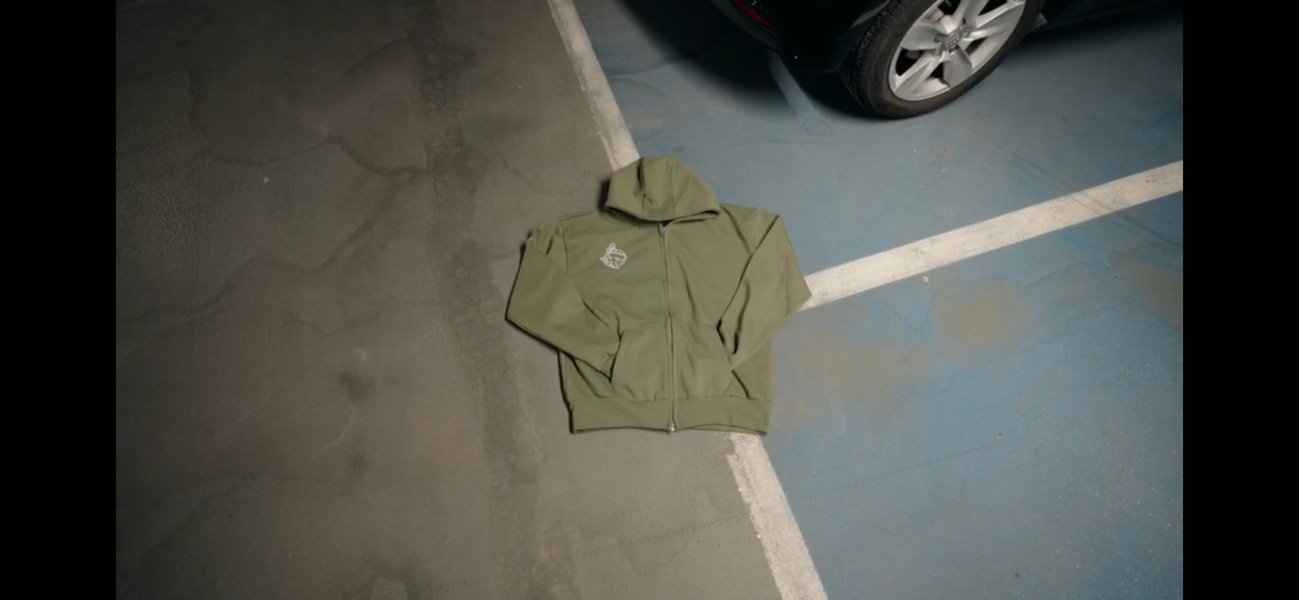 FATBOY GREEN + WHITE EMBROIDERED ZIP UP ZIPPER HOODIE